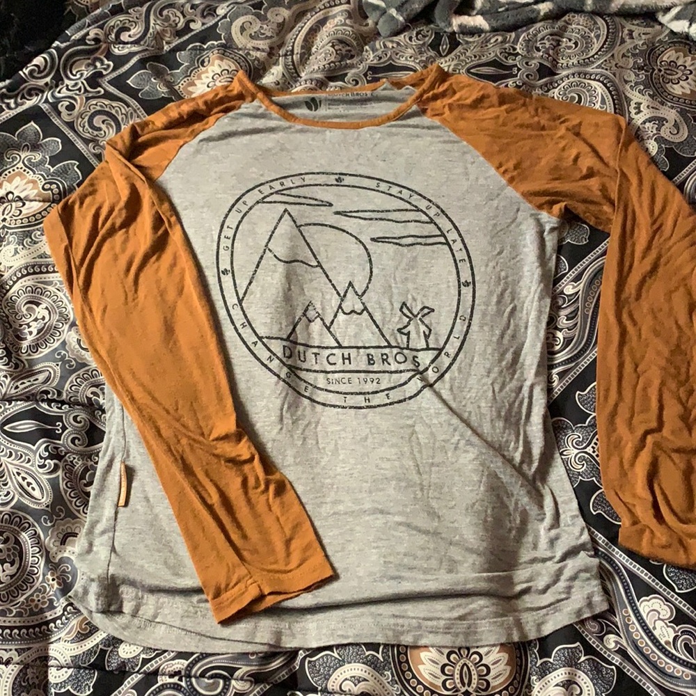 Mustard Dutch Bros baseball tee